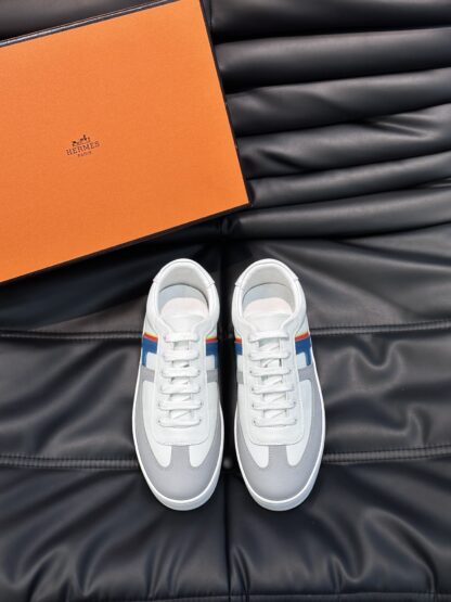Hermès men's lightweight low-top white and blue casual sports shoes