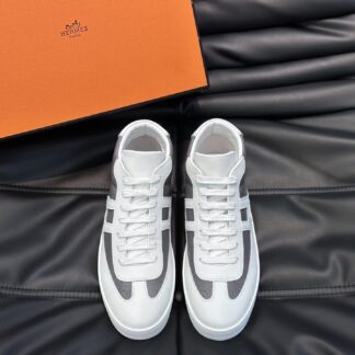 Hermes men's white and gray soft and comfortable high-top casual sports shoes