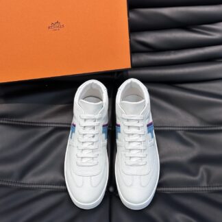 Hermes men's white and blue soft and comfortable high-top casual sports shoes
