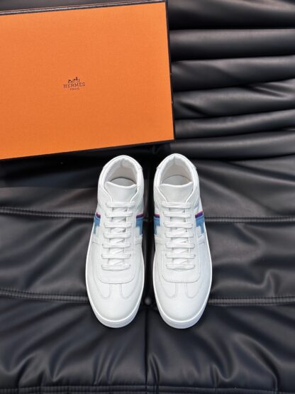 Hermes men's white and blue soft and comfortable high-top casual sports shoes