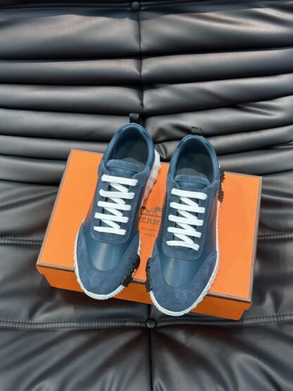 Hermès Men's Soft Lightweight Dark Blue Low-Top Casual Sneakers