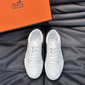 Hermès Men's Soft Light White Low-Top Casual Sneakers