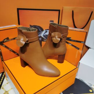 Hermès autumn and winter new classic elegant thick heel short boots heel height 7cm