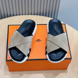 Hermès Men's Light Apricot Cross Ultra Light Comfort Slippers