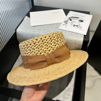Dior raffia flat hat with bow