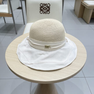 Dior bow visor straw hat
