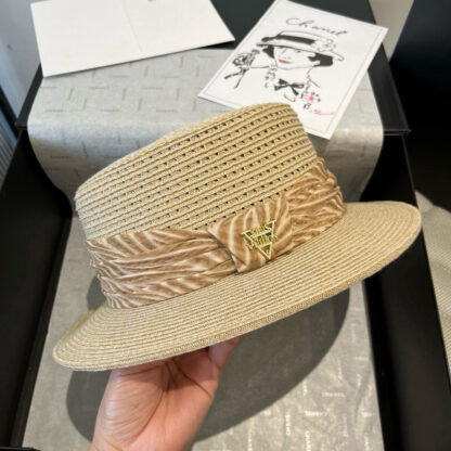 Louis Vuitton Gold and Straw Hat