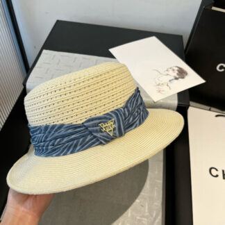 Louis Vuitton Gold and Straw Hat