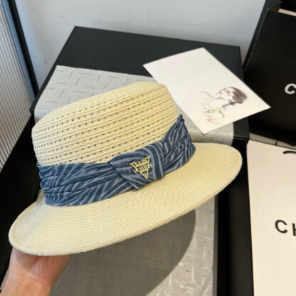 Louis Vuitton Gold and Straw Hat