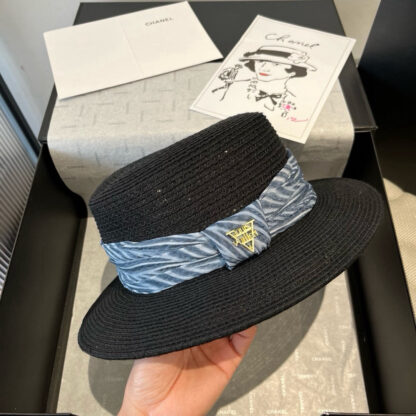 Louis Vuitton Gold and Straw Hat