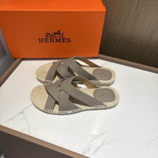 Hermès men's versatile, comfortable, non-slip gray casual slippers