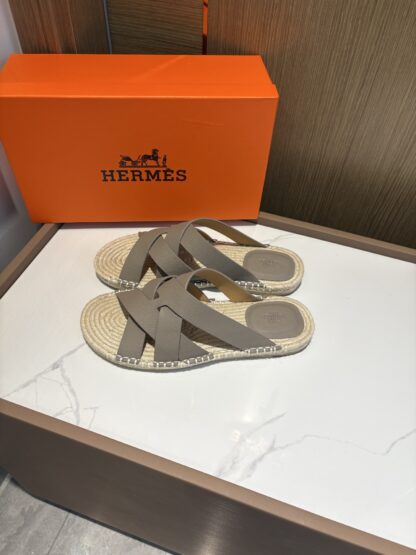Hermès men's versatile, comfortable, non-slip gray casual slippers