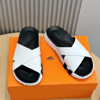 Hermès White Men's Cross Ultra Light Comfort Slippers