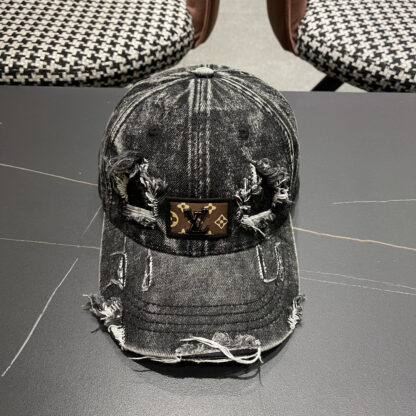 Louis Vuitton denim ripped baseball cap