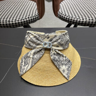 Dior raffia hat summer bow sun hat