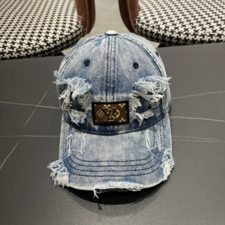 Louis Vuitton denim ripped baseball cap
