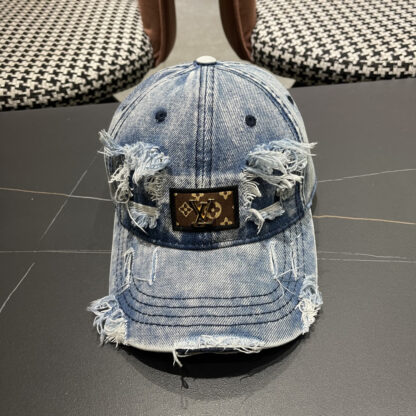 Louis Vuitton denim ripped baseball cap