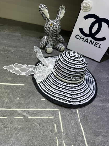 Dior lace pearl bow bucket hat