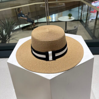 Dior Flat Bucket Hat Simple Straw Hat