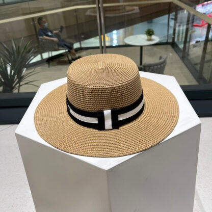 Dior Flat Bucket Hat Simple Straw Hat