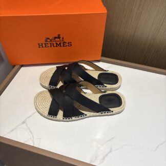 Hermès men's versatile, comfortable, non-slip black casual slippers