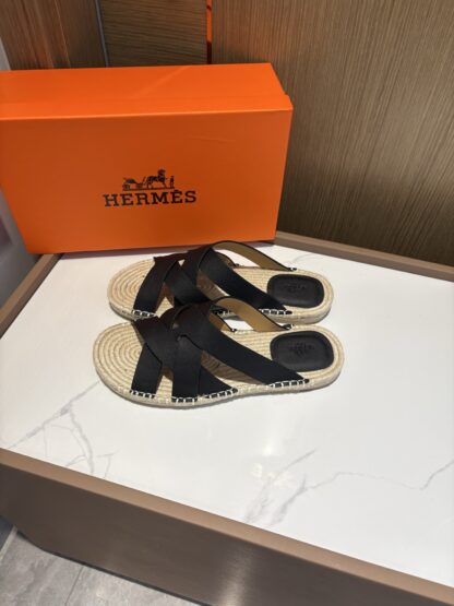 Hermès men's versatile, comfortable, non-slip black casual slippers