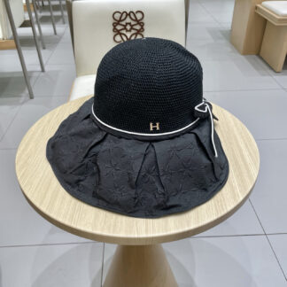 Hermès new summer knitted bow sun hat