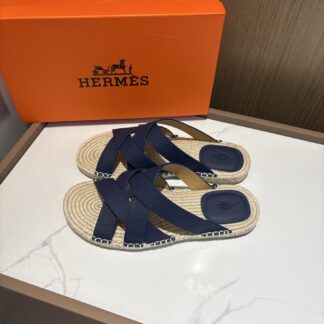 Hermès men's versatile, comfortable, non-slip dark blue casual slippers
