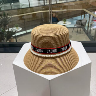 Dior chic pearl-embellished straw hat