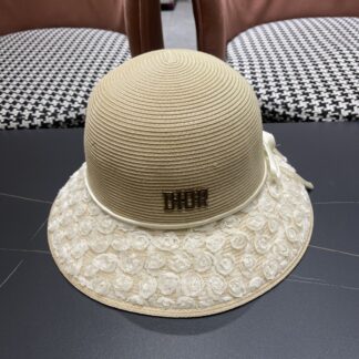Dior small flower rose straw bucket hat