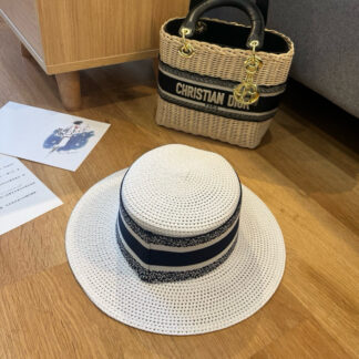 Dior new flat straw hat
