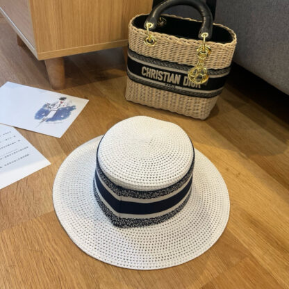 Dior new flat straw hat