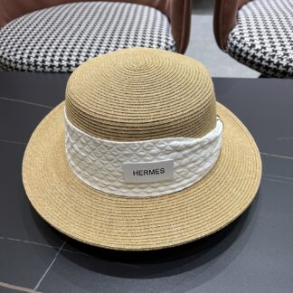 Hermès new flat straw hat