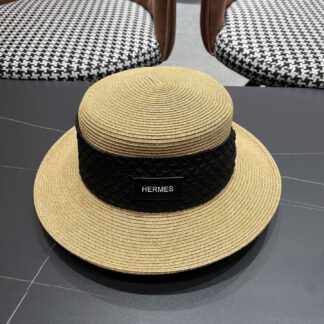 Hermès new flat straw hat