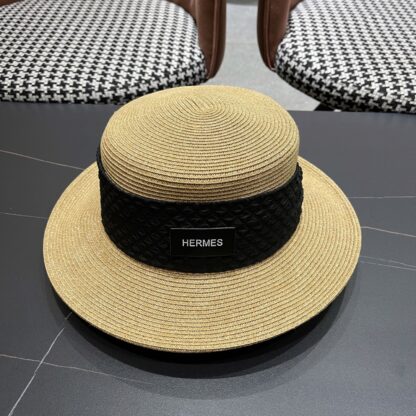 Hermès new flat straw hat