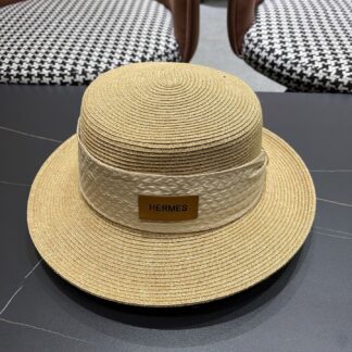 Hermès new flat straw hat