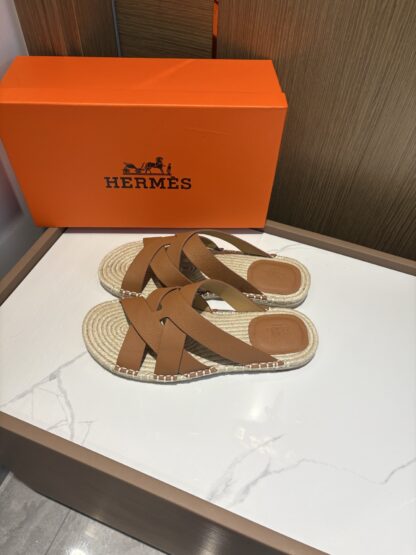 Hermès men's versatile, comfortable, non-slip brown casual slippers