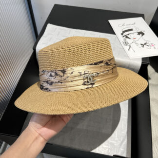 Chanel flat straw hat