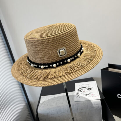 Chanel new flat straw hat