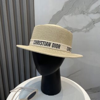 Dior casual flat top straw hat