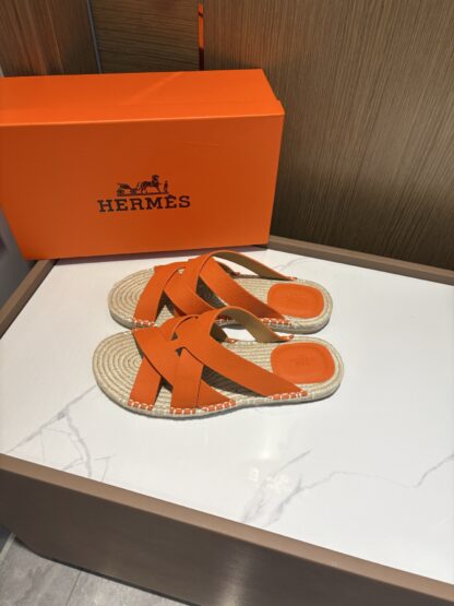 Hermès men's versatile, comfortable, non-slip orange casual slippers