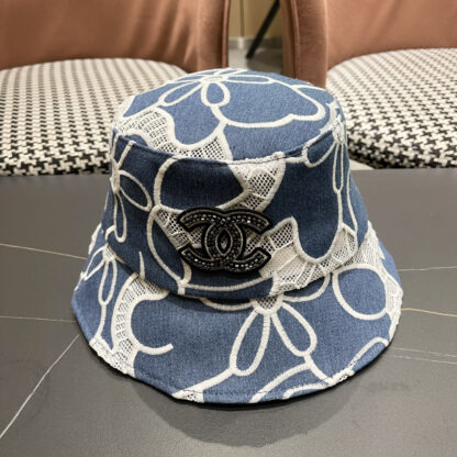 Chanel Spring and Summer Fashion All-match Embroidered Flower Bucket Hat