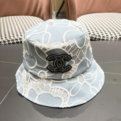 Chanel Spring and Summer Fashion All-match Embroidered Flower Bucket Hat