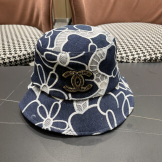 Chanel Spring and Summer Fashion All-match Embroidered Flower Bucket Hat