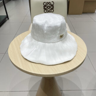 Dior big bow pleated design versatile bucket hat