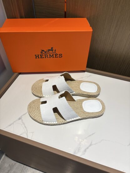 Hermes white comfortable all-match non-slip breathable casual slippers