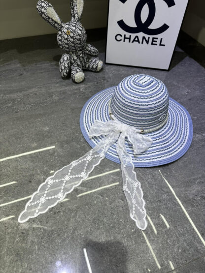 Dior lace pearl bow bucket hat