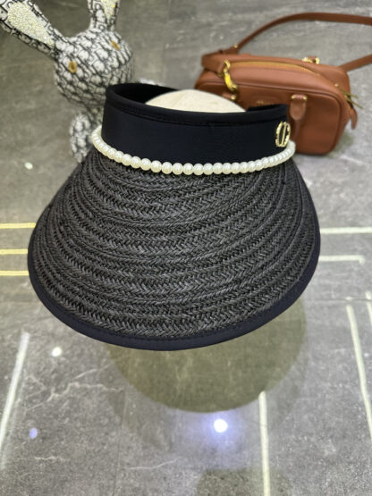 Dior lace pearl grass sunscreen black glue empty top hat