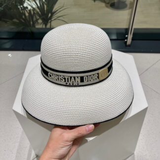 Dior casual large brim straw sun hat