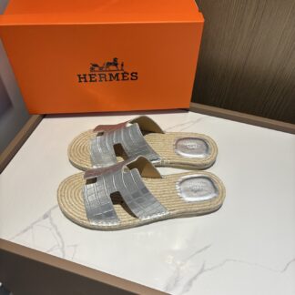 Hermes silver comfortable all-match non-slip breathable casual slippers